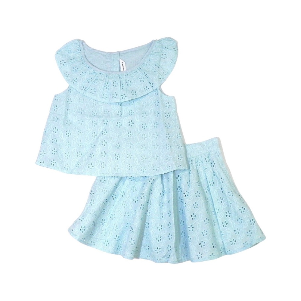 Janie and Jack - size 4T - Mint Eyelet 2 piece skirt and top outfit - NWT